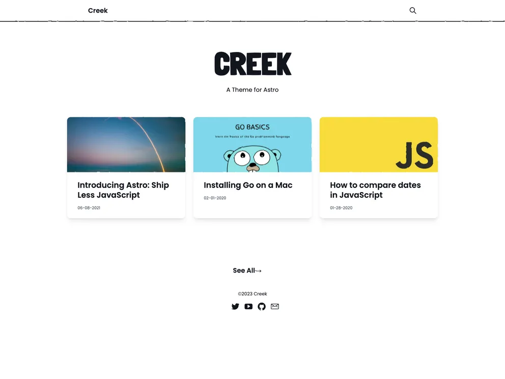 Astro Theme Creek screenshot